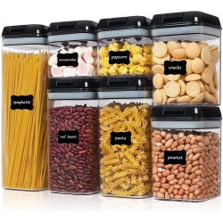 Buptop Pantry Lot de 7 bacs de rangement avec couvercles hermétiques pour céréales, sucre, thé ou tout autre aliment Plastique