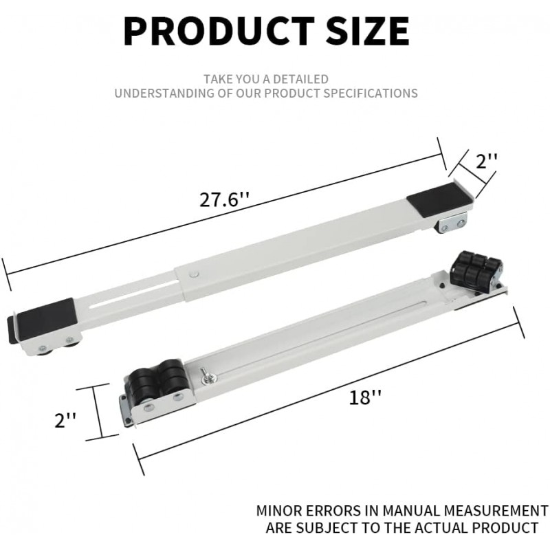 SI FANG Rouleau extensible avec base réglable, rouleau mobile avec roues pivotantes à 360 degrés, convient pour machine à laver,