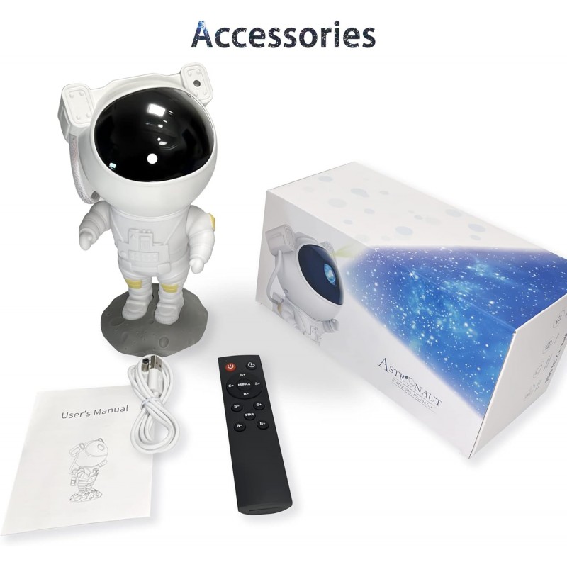 Lifelike Galaxy Projector Light, Astronaut Starry Nebula Lamp, Star Night Light, Timer and Remote,360° Adjustable, for Kids