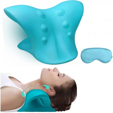 Cou et Épaule Relaxant,Portable Neck Stretcher Cervical Traction Device avec Masque Yeux, Cervical Spine Alignement Chiropractic