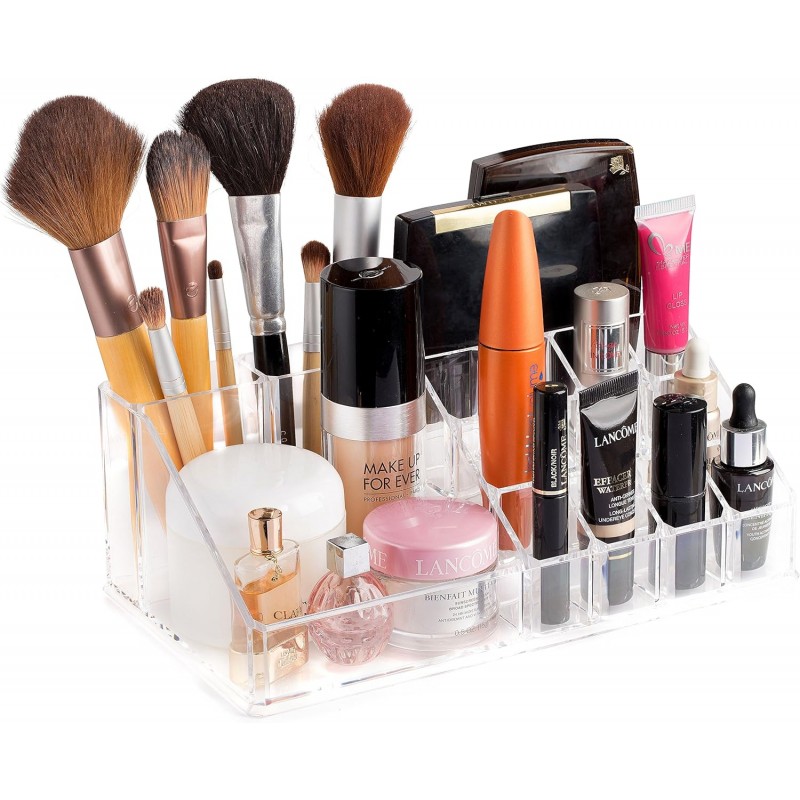 Masirs Clear Makeup Organizer - Acrylique Cosmétique Vanity Rangement Organisateurs pour Filles Dresser, Salle de bains, Bureau