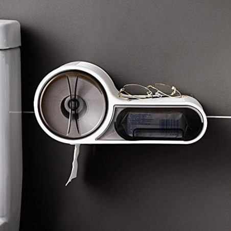 Porte-Papier Toilette avec Rangement, étagère Murale for Porte-Papier hygiénique de Salle de Bain, Porte-Rouleau de Papier