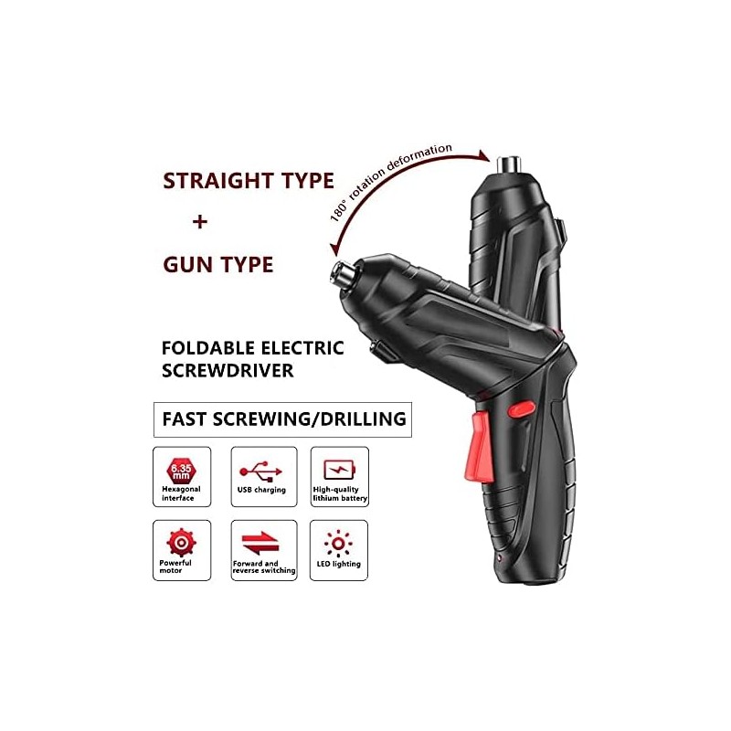 Tournevis portatif Tournevis électrique 3.6V, outils d'alimentation de la batterie de lithium rechargeable multifonctionnels,