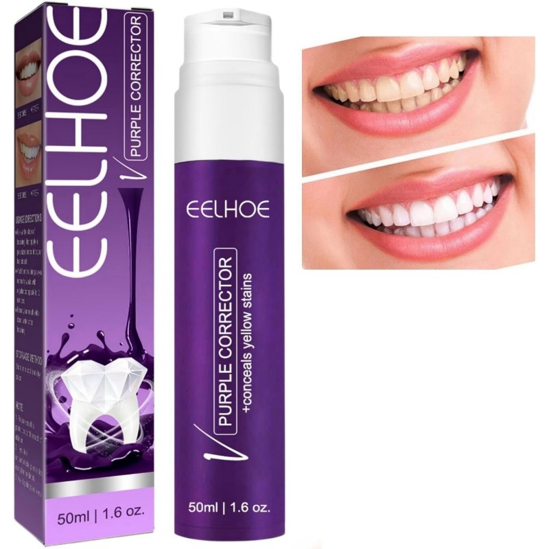 Purple Dentifrice, Dents Couleur Correcteur, Purple Teeth Blanchiment, V+34 Couleur Correcteur pour Jaune Dents Clean,Whitening