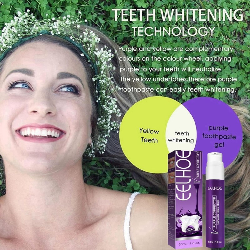 Purple Dentifrice, Dents Couleur Correcteur, Purple Teeth Blanchiment, V+34 Couleur Correcteur pour Jaune Dents Clean,Whitening