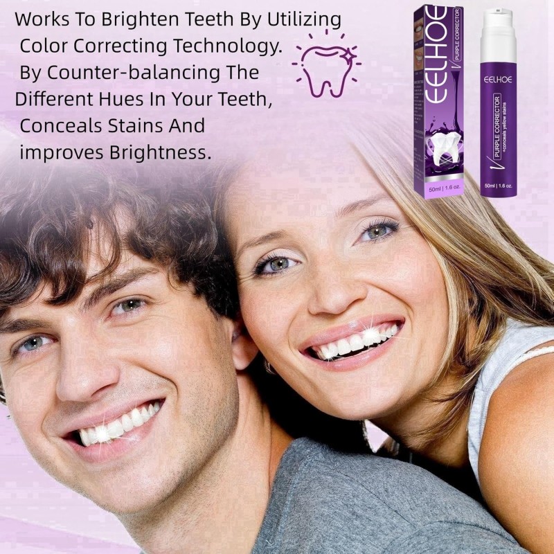 Purple Dentifrice, Dents Couleur Correcteur, Purple Teeth Blanchiment, V+34 Couleur Correcteur pour Jaune Dents Clean,Whitening