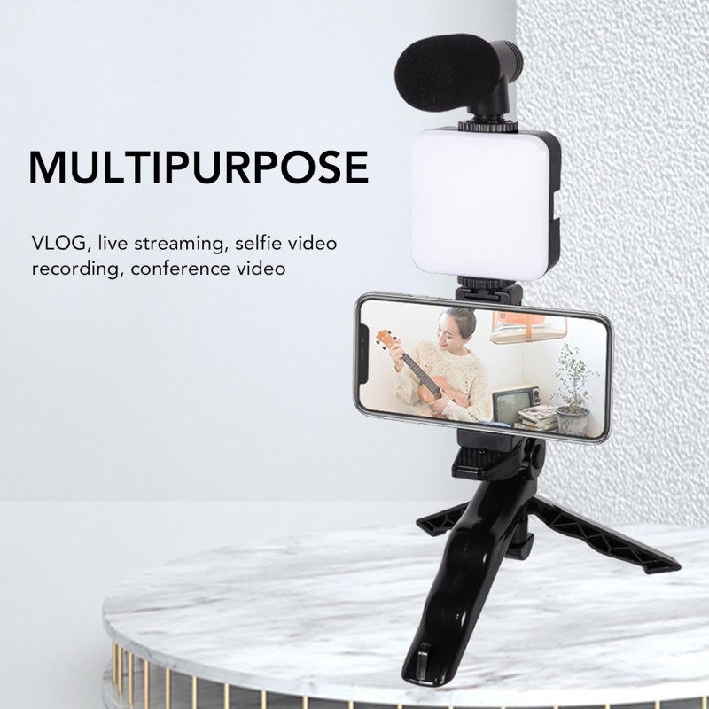 Kit Vidéo Vlog pour Smartphone, Stable, Lumière de Remplissage LED pour Appareil Photo, Trépied pour Selfie