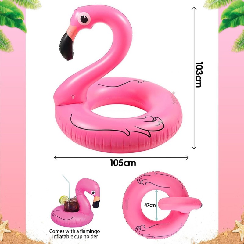 Bouée Flamant Gonflable, Bouée Flamant Rose Gonflable pour Adultes & Enfants, Flamingo Flottant Piscine Gonflable, Anneau de