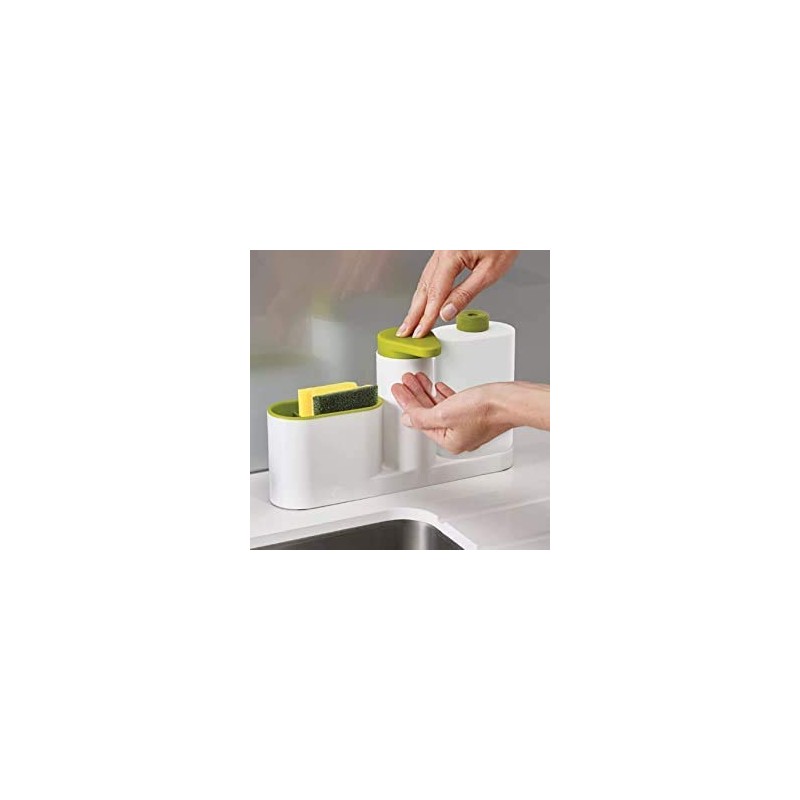 KRUSHNASHRY 3 en 1 ABS En Plastique Stand Cuisine Évier Tidy Liquide Savon Distributeur, 27 x 5,8 x 16,4 cm