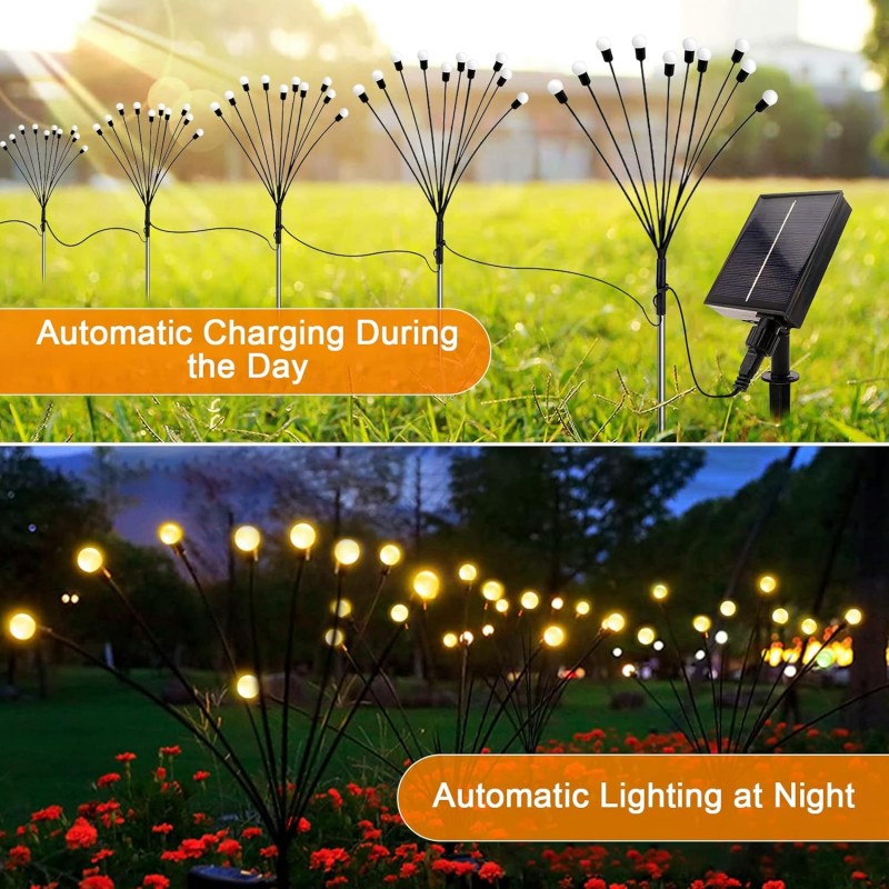 Acxilexy 2PCS Lumiere Luciole Solaire le Jardin, 20 LED Lumières Solaires Lucioles, Lampe Solaire Firefly, 2 Modes, IP65