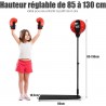 GYMAX Punching Ball pour Enfants 85-130cm Réglable en Hauteur, Sac de Frappe sur Pied avec Gants de Boxe & Pompe à Main