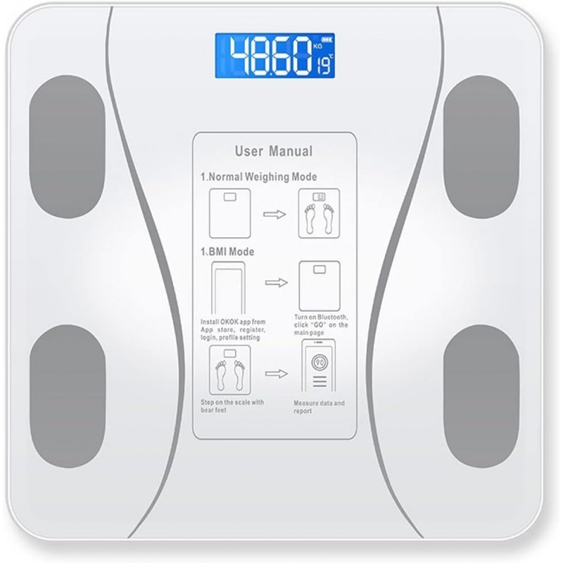 jonam Balance Smart Accurate Body Fat Scale for Fat Measurement Bathroom Digital Body Scale Square Electronic Scale (Color :