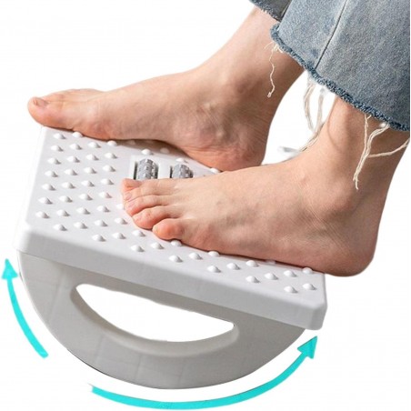 Repose-pieds ergonomique sous le bureau, repose-massage pour les pieds avec coussinet antidérapant et rouleaux massage,