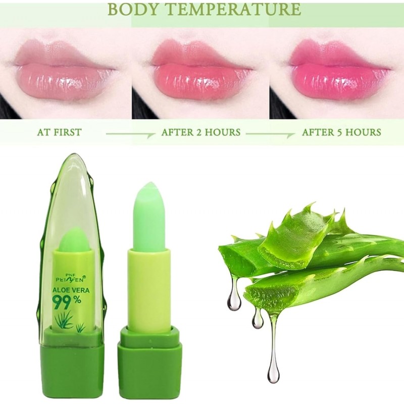 Aloe Verà Baume à lèvres Gloss à lèvres avec effet changement de couleur Magic Temperature Baume à lèvres pour femmes 3,5 g