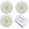 Lot de 3 lumières LED adhésives avec télécommande sans fil et activation également par bouton-poussoir