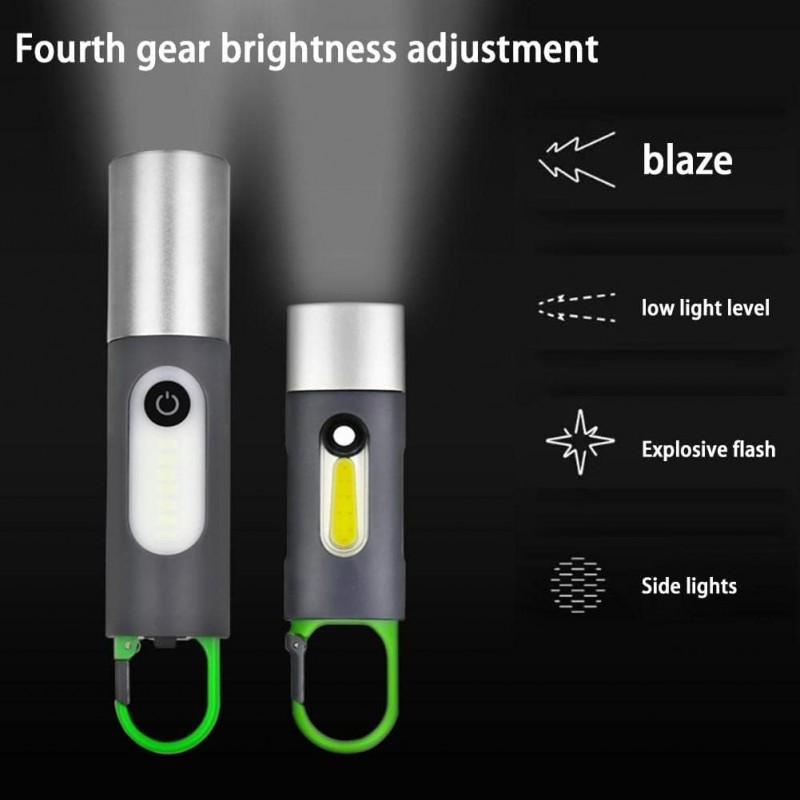 IUYQY Lampe de poche LED haute luminosité zoomable avec lumière latérale COB rechargeable par USB pour camping en plein air