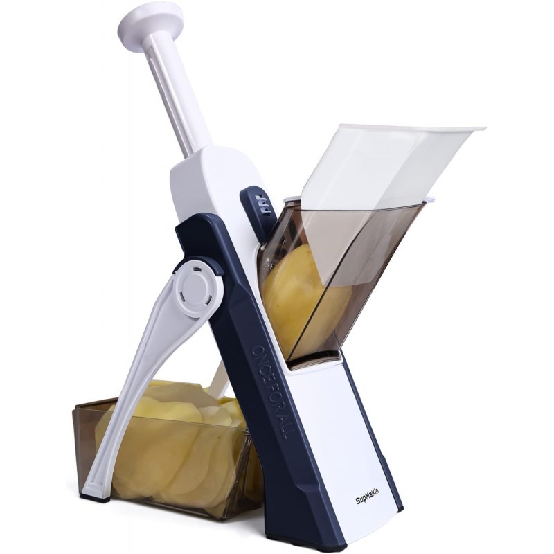 SupMaKin Mandoline de Cuisine Safety Slicer Manuelle Multifonction Tous Coupe Légumes Lame en acier inoxydable