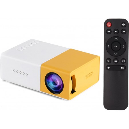 Fesjoy Mini Projecteur LED Portable Vidéoprojecteur avec Haut-parleur Intégré et Télécommande Support HD/AV/USB/Audio 3.5mm pour