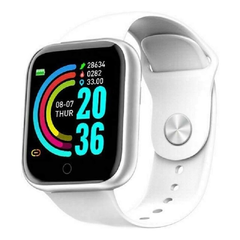 Montre intelligente Y68 étanche avec moniteur de fréquence cardiaque pour iOS Android (blanc)