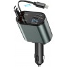 BOOTEEK 120W Chargeur de Voiture Retractable 4 en 1 Chargeur Voiture Rapide avec Câbles Rétractables et Affichage de La Tension