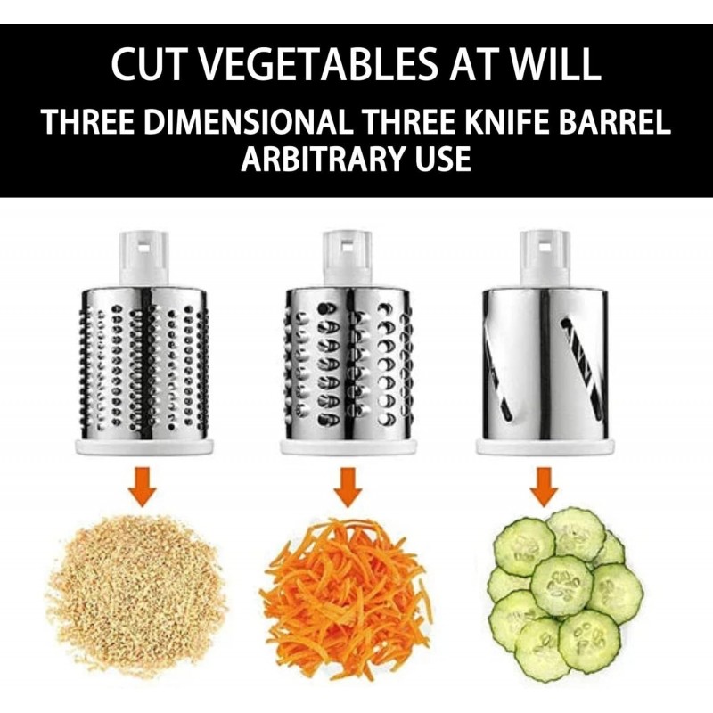 Coupe-légumes et trancheuses multifonctions 3 en 1 Type de rouleau à main Coupe-légumes à tambour carré avec 3 lames amovibles