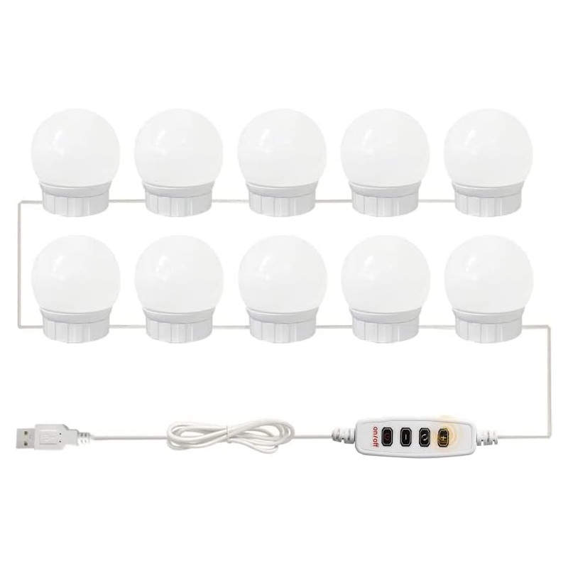 Retoo Lot de 10 lampes de miroir LED pour miroir - 3 couleurs - Intensité variable - Lampe de miroir - Miroir - Miroir - Miroir