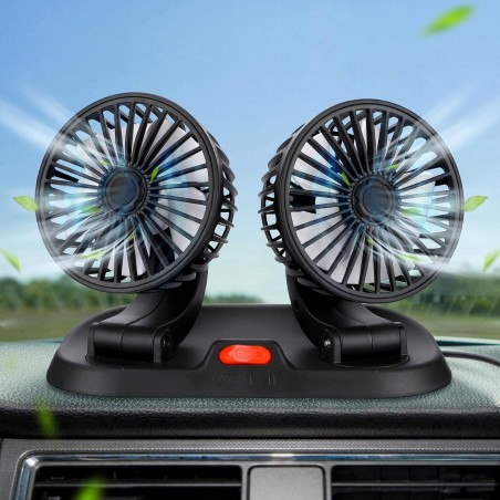 Ventilateur Double Têtes 5V USB Ventilateur de Véhicule Ventilateur de Bureau