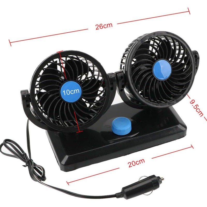 Ventilateur de voiture électrique EGLIRISH 12 V HX-T303 Refroidissement à 360 degrés Style de voiture à faible bruit