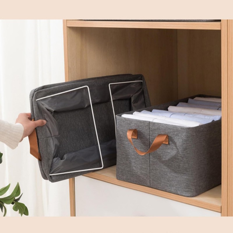 Bac de Rangement pour Vêtements, Organisateur de Vêtements Cationique Pliable avec Poignée pour Placard de Chambre à Coucher,