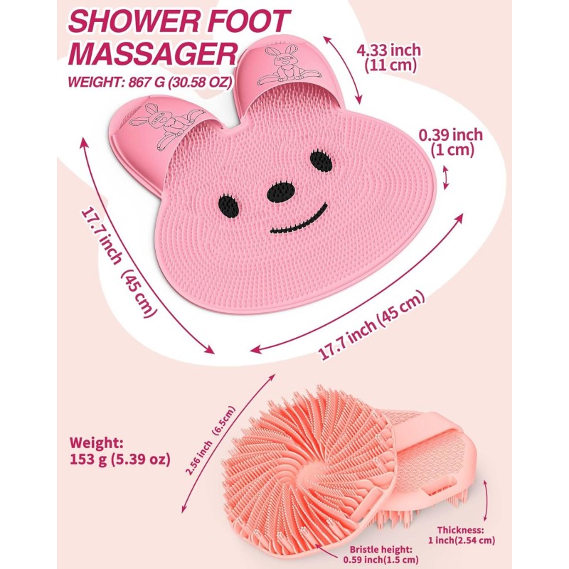 Tapis de nettoyage des pieds de nouvelle conception Manme Health avec ventouses en silicone antidérapantes en forme de lapin