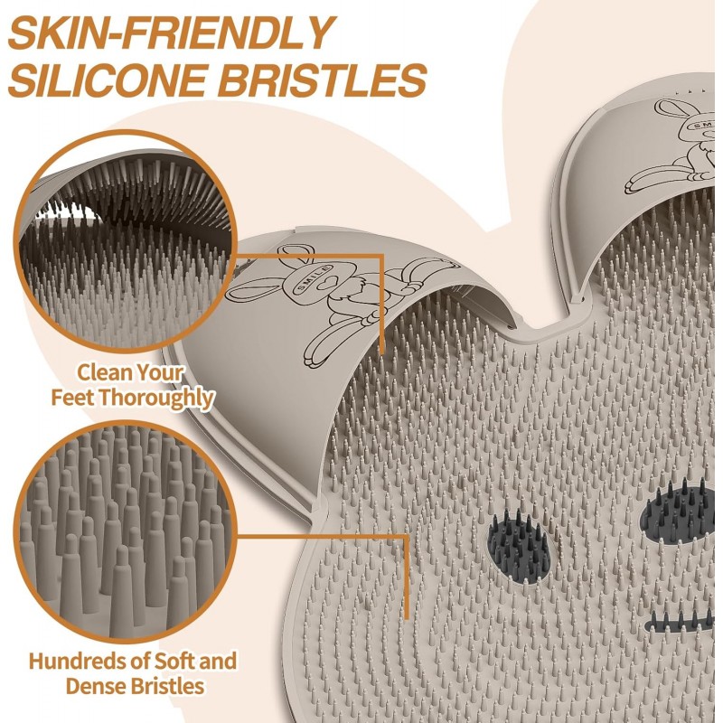 Tapis de nettoyage des pieds de nouvelle conception Manme Health avec ventouses en silicone antidérapantes en forme de lapin