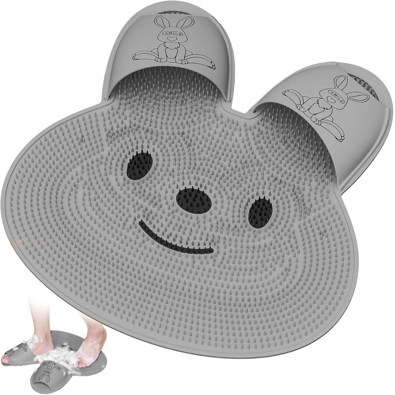 Tapis de nettoyage des pieds de nouvelle conception Manme Health avec ventouses en silicone antidérapantes en forme de lapin