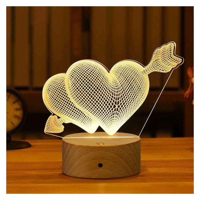 GEEKEO Lampe 3D Veilleuse Coeur