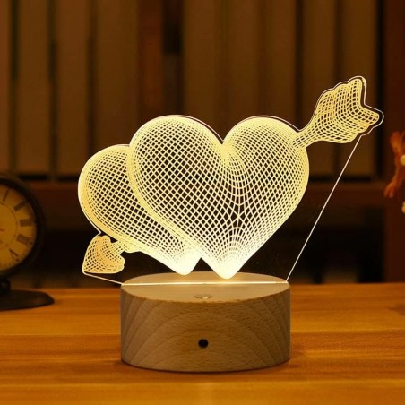 GEEKEO Lampe 3D Veilleuse Coeur