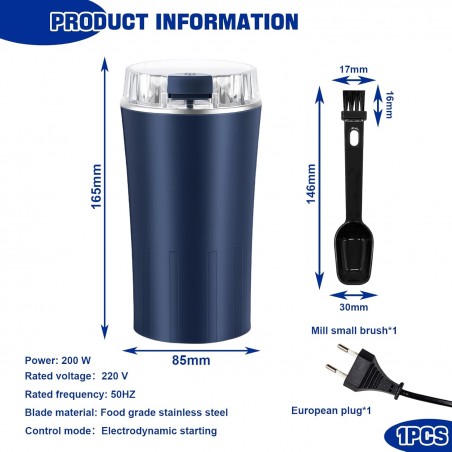  Moulin À Épices À Grains Espresso Électrique avec Lames En Acier Inoxydable