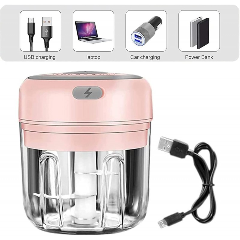 LTLWSH Mini Mixer Blender Hachoir Electrique Petit Mixeur Presse Ail Hachoir Hâchoir Légumes Coupe Oignon Ail