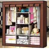 Grande armoire portable à 3 portes - Couleur marron safari Taille 175*45*130