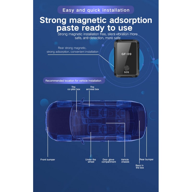 Mini traceur GPS pour véhicule BLACKPOOL GF-09 | Suivi en temps réel | Ramassage à distance | Enregistrement vocal | Magnétique