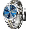 Montres d'affaires pour hommes OLIVES Design diamant Quartz analogique Affichage de la date Montre-bracelet de luxe décontractée