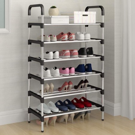 MIZEY Étagère à chaussures multicouche simple en acier inoxydable pour porte de chambre à coucher, armoire de rangement pliable