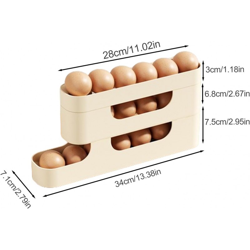 Distributeur automatique d'œufs pour réfrigérateur - Grand rouleau distributeur d'œufs pour réfrigérateur - Boîte de rangement