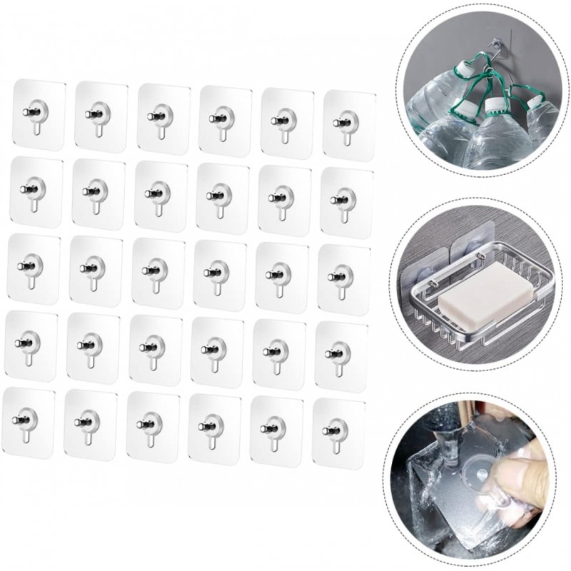 YHJZSM 120 pcs Marquage Non- Nail Sticky Rack Cuisine Autocollants Patchs Mur Réutilisable Transparent Cintres en Acier Trou