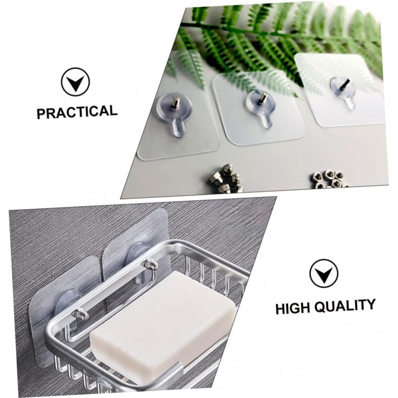 YHJZSM 120 pcs Marquage Non- Nail Sticky Rack Cuisine Autocollants Patchs Mur Réutilisable Transparent Cintres en Acier Trou