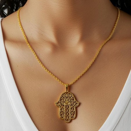 Stainless steel necklace– golden color – Protection & Elegance